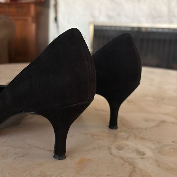 Hogl Suede Leather Kitten Heels Gold Tone Buckle 6-6.5 - Picture 9 of 13